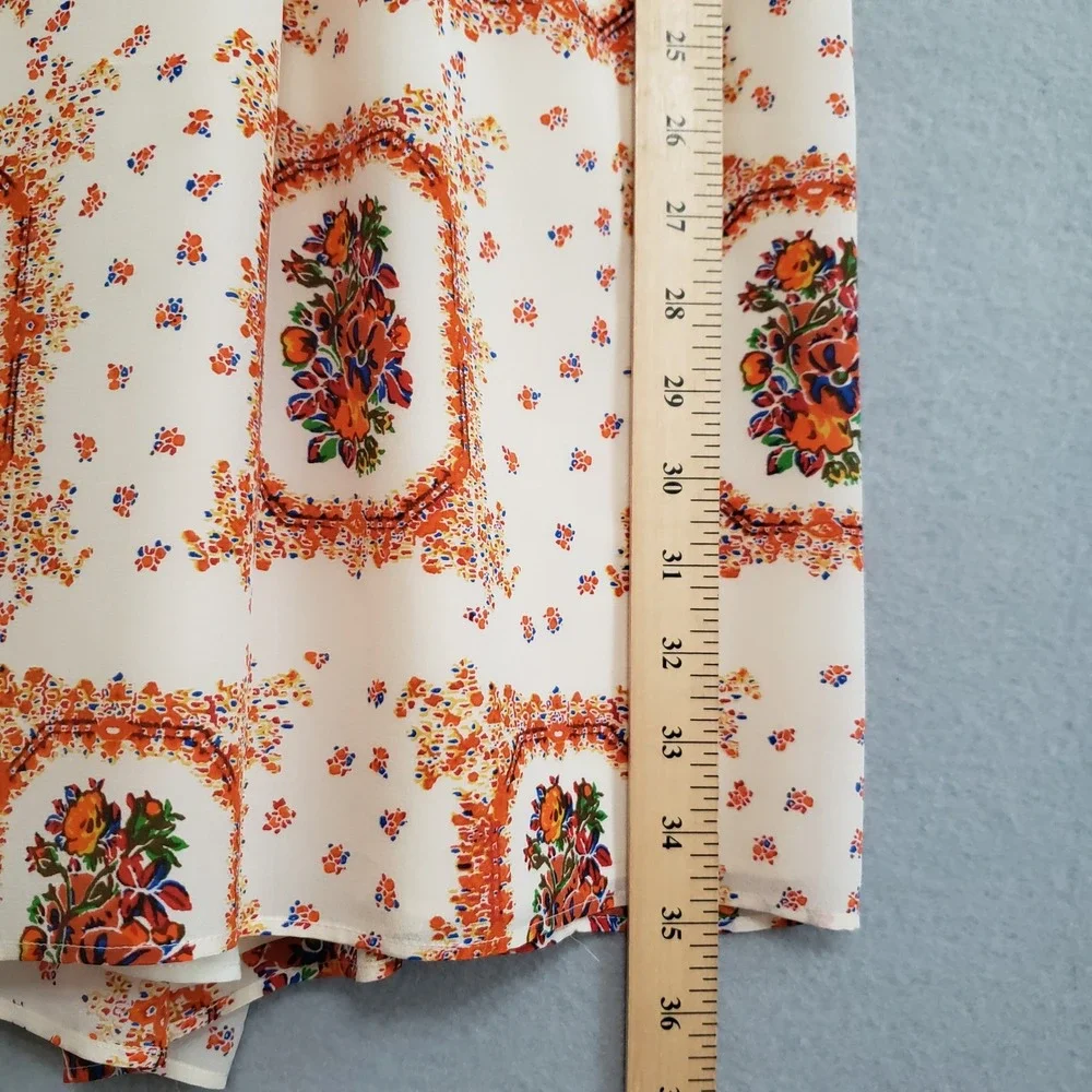 Madewell 2 100% Silk Mini Dress Cream Floral Medallion Boho Sleeveless - Picture 12 of 13